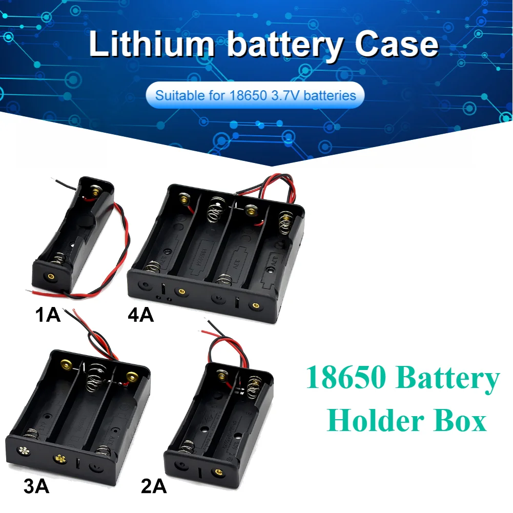 

1/2/3/4 Slot 18650 Battery Holder Box 3.7V Battery Storage Case Plastic Cell Container with Connect Wires 18650 Parallel Battery