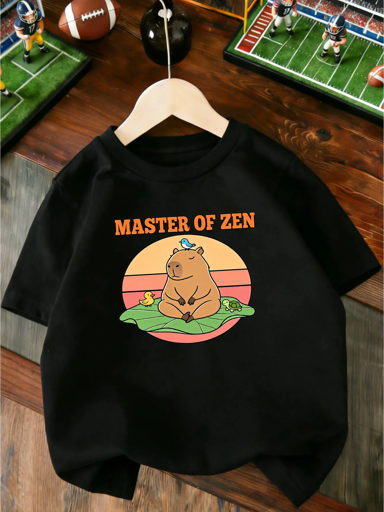 Meditating Capybara Master Of Zen Cartoon Graphic T Shirt Boys Girls Casual Short Sleeve Tee Family Matching Kids Cotton Tops