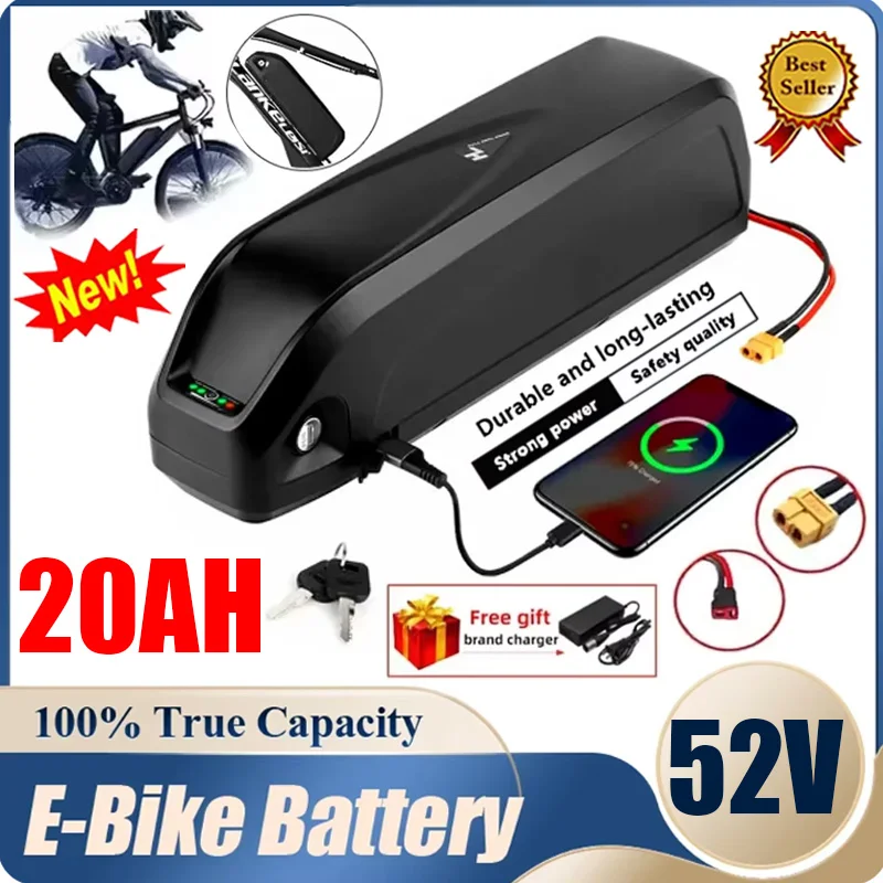 New 52V Hailong High-power 350W 500W 750W 1000W 18650 Battery 17Ah 20Ah Rechargeable Electric Vehicle Lithium Battery Pack