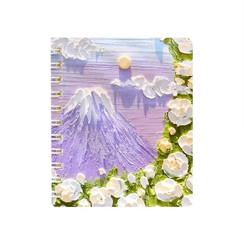 1 Piece Small A7 Asethetic Notepad for Kids Oil Paiting Landscape Scenary Coil Notebooks Portable Pocket Scrapbook Writing Pad