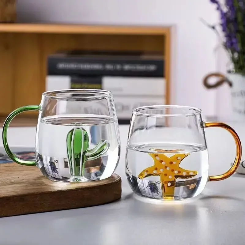 Cartoon Animal Shape Glass Home Cute High Borosilicate Glass Single Layer Cup Living Room with Guests Juice Cold Drink Cup Gift