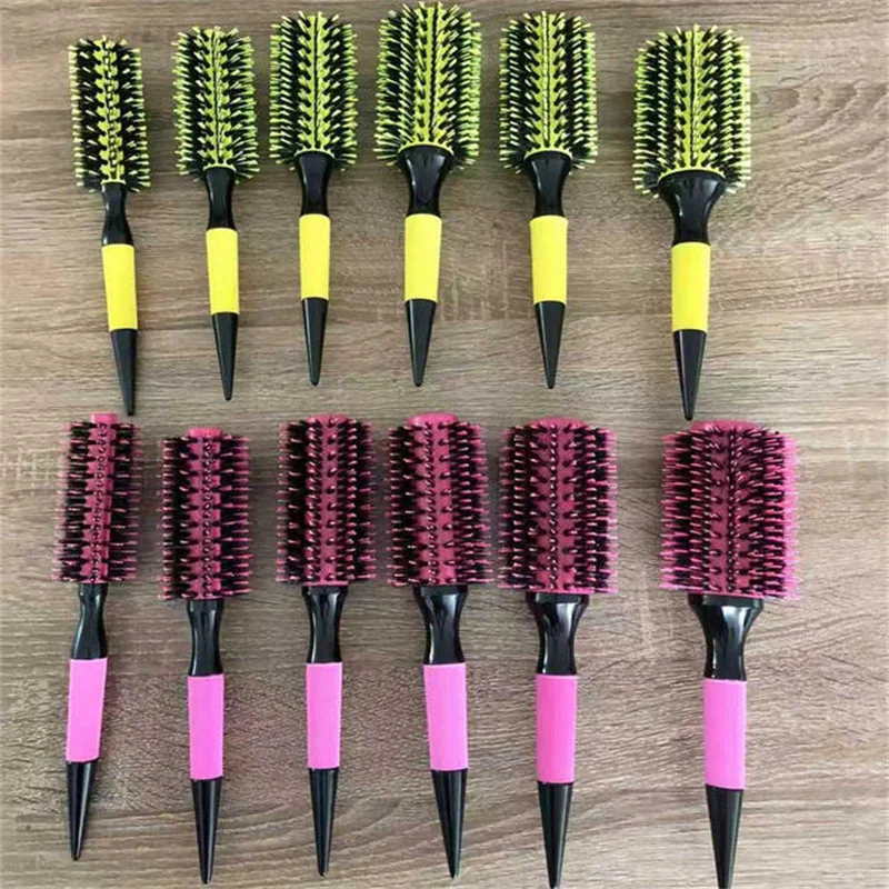 

Профессиональная розовая деревянная круглая расческа для волос, 6 шт./компл., щетка для волос из щетины кабана, нейлоновая щетка для волос, парикмахерский инструмент для укладки волос