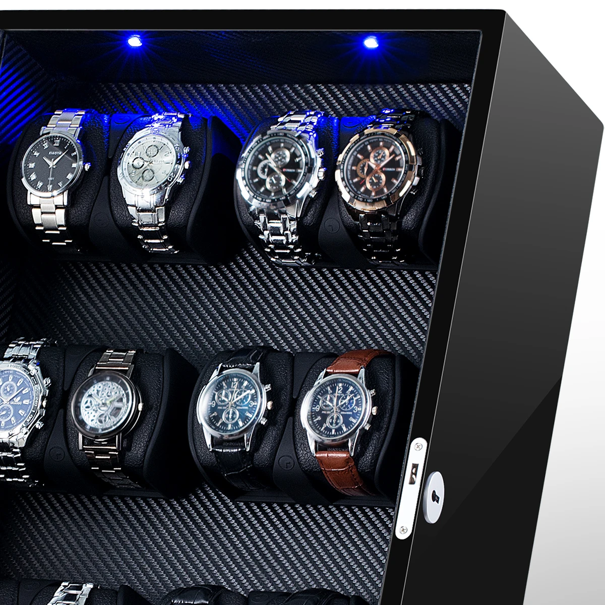 High Quality Luxurious Watch Winder for 6  Slot Automatic Watches with Mabuchi Motor LCD Touch Screen Wooden Watch Safe Box