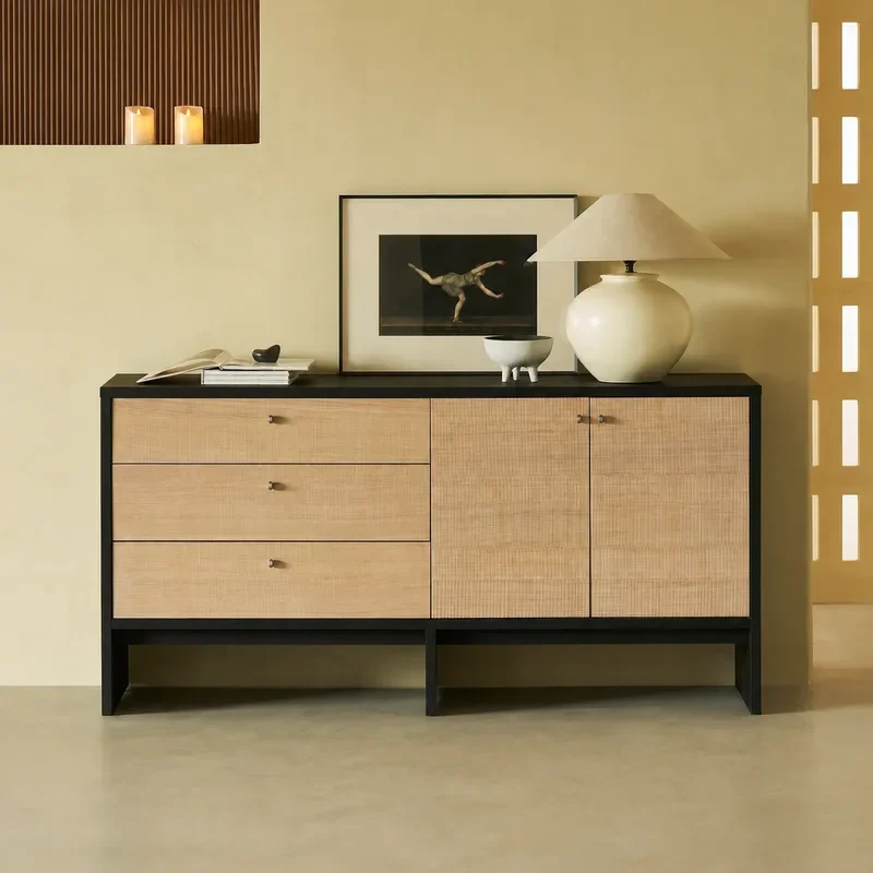 Hidden Mountain Dining Side Cabinet Solid Wood Log Wabi Sabi Bedroom Bedside Storage Porch Chest