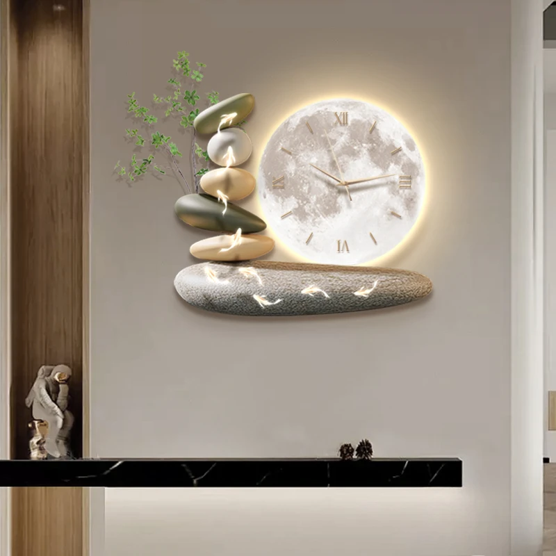 green plant dining room Wall clock living room Large Interior aesthetic wall clock noiseless advanced reloj pared home decor