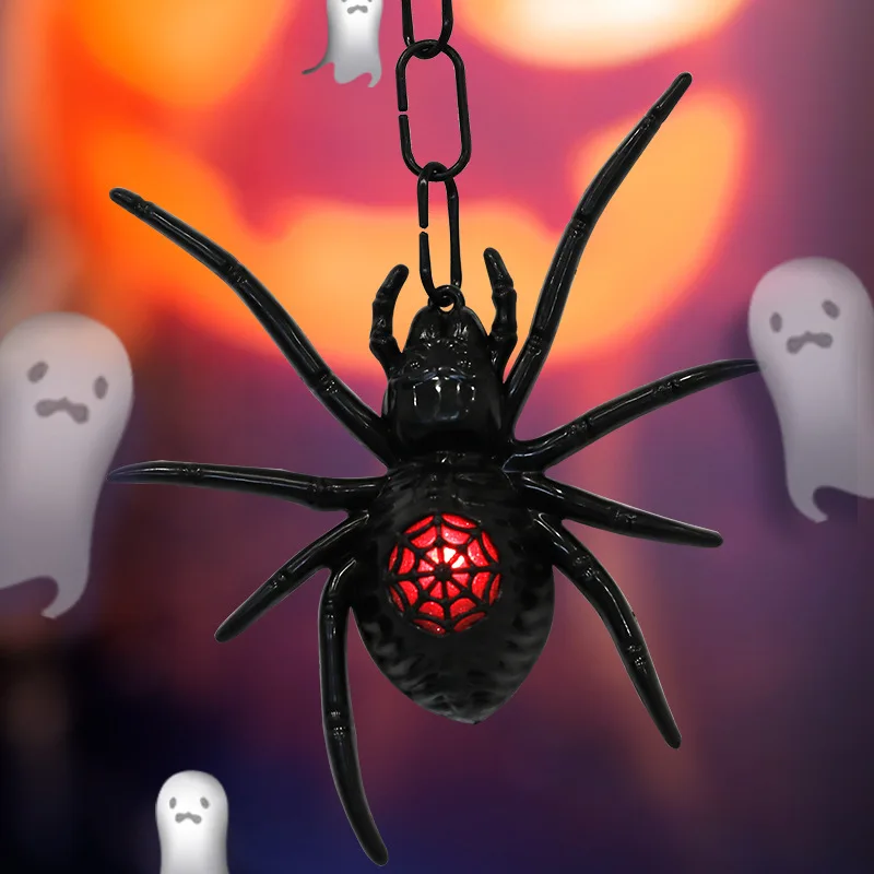 Halloween Spider Hanging Light Glowing Spider LED Night Light Ornaments Lantern Halloween Party Decorations Haunted House Props