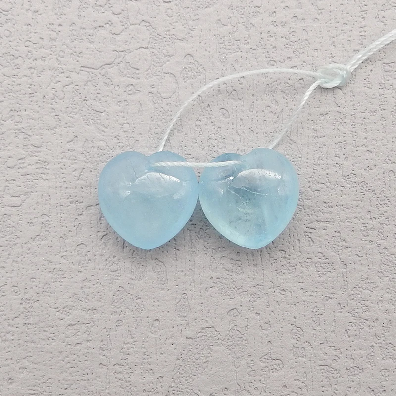 

Natural Blue Aquamarine Earring Beads,Carved Heart Charms Women Earrings Jewelry Gift 14x14x7mm,3.7g