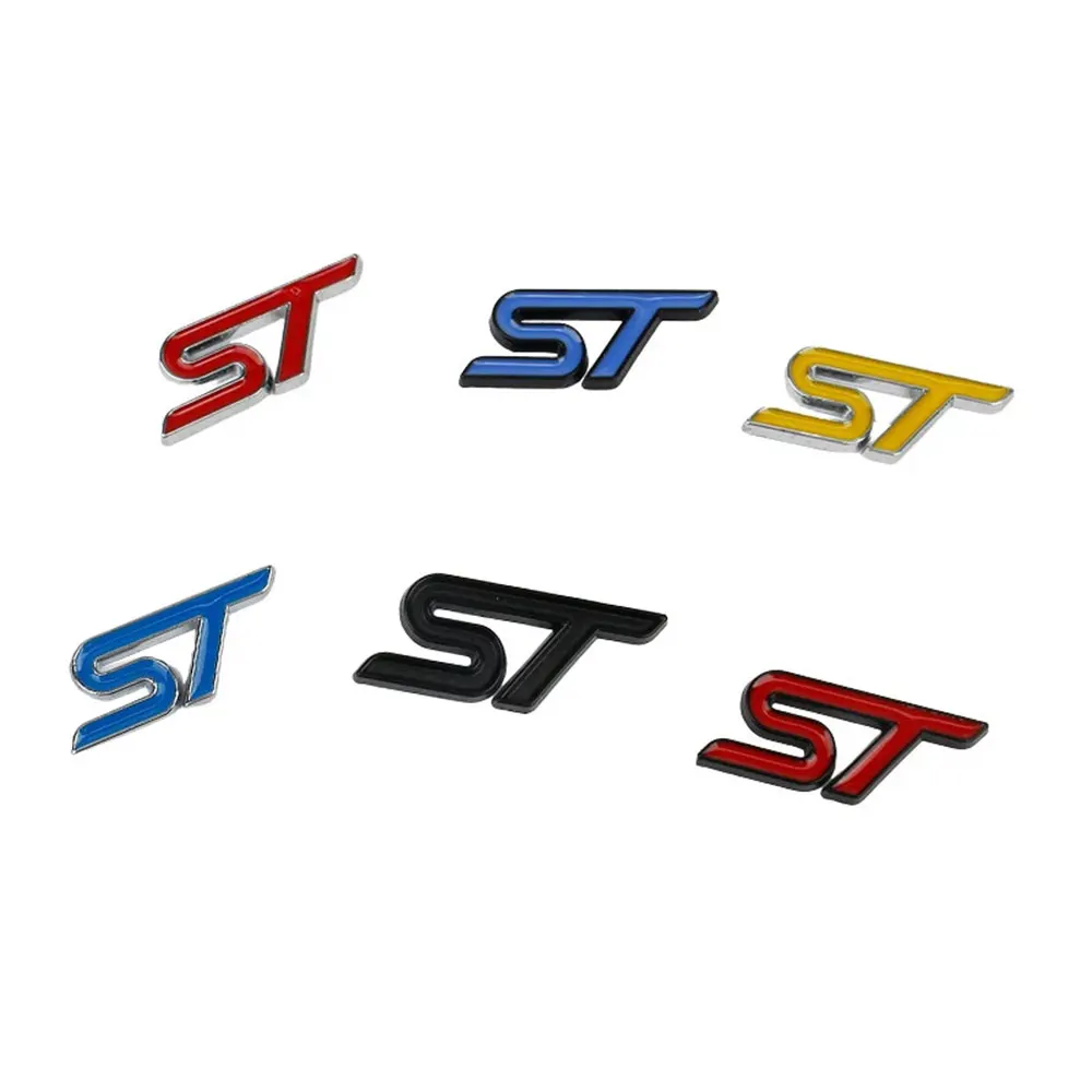 3d Metal Letter ST Badge Car Steering Wheel Sticker Decals For STLINE Fiesta Ecosport Mondeo Fusion Focus Kuga Accessories
