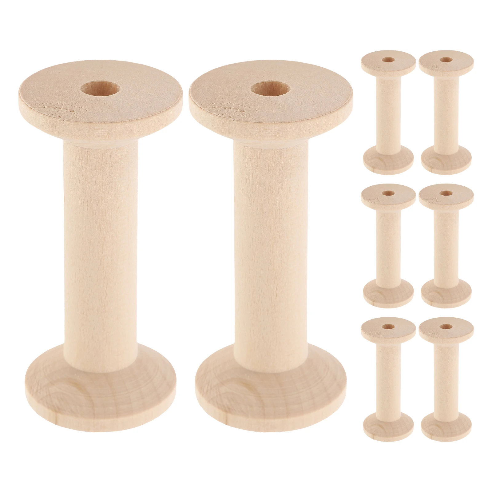 

8Pcs Wooden Yarn Spool Holder Tangle-Free Embroidery Thread Winder for Sewing Ribbons Wire Weaving Craft Tools