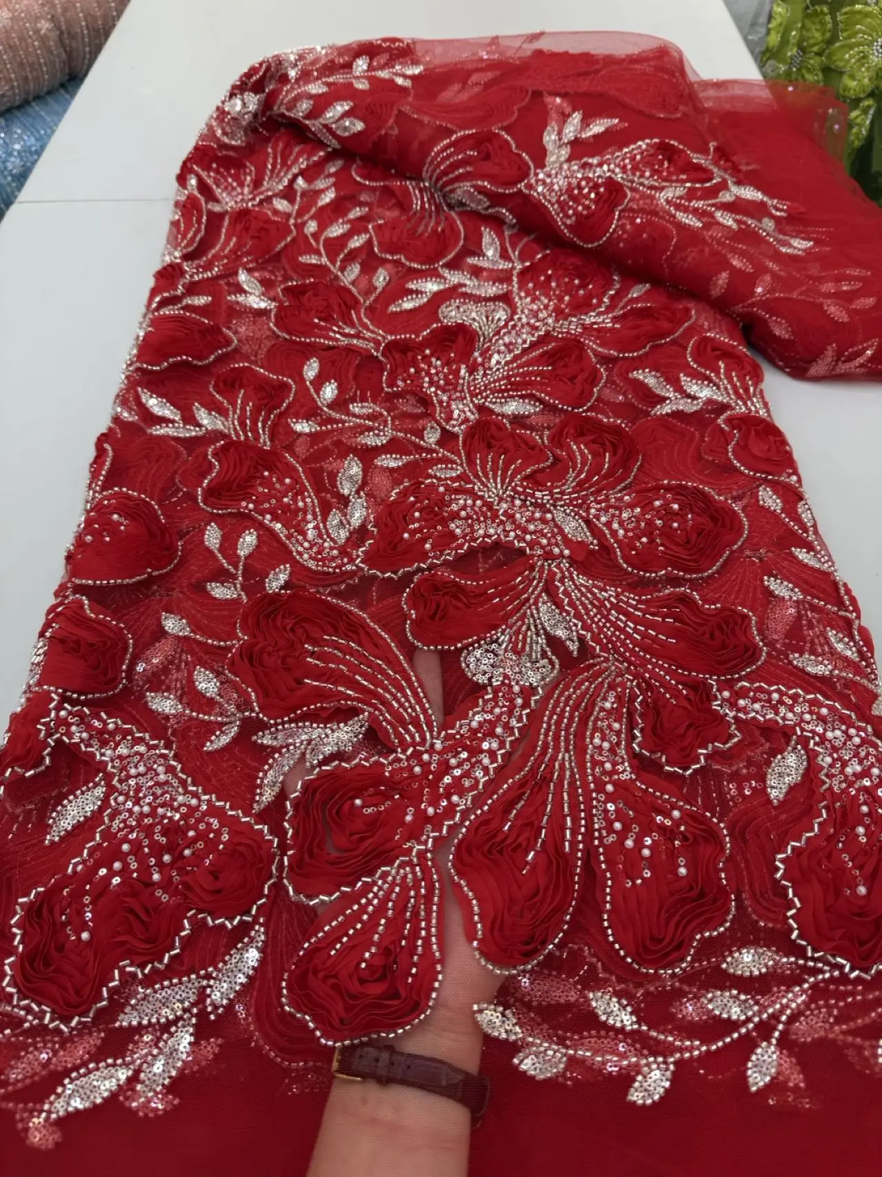 

5 ярдов роскошная африканская сетчатая кружевная ткань с блестками, для шитья, одежды, бисера, тюля, свадебных платьев, вышивки, ткани по метрам