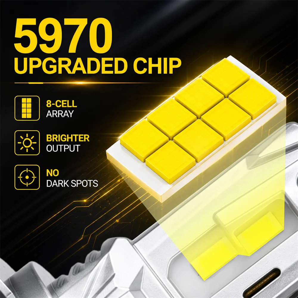1/2PC H4 Fanless LED CSP Headlight Bulb for Car Motorcycle 9003 LED Hi/Lo High and Low Beam Headlamp Auto Head Lamp 12V 12000Lm
