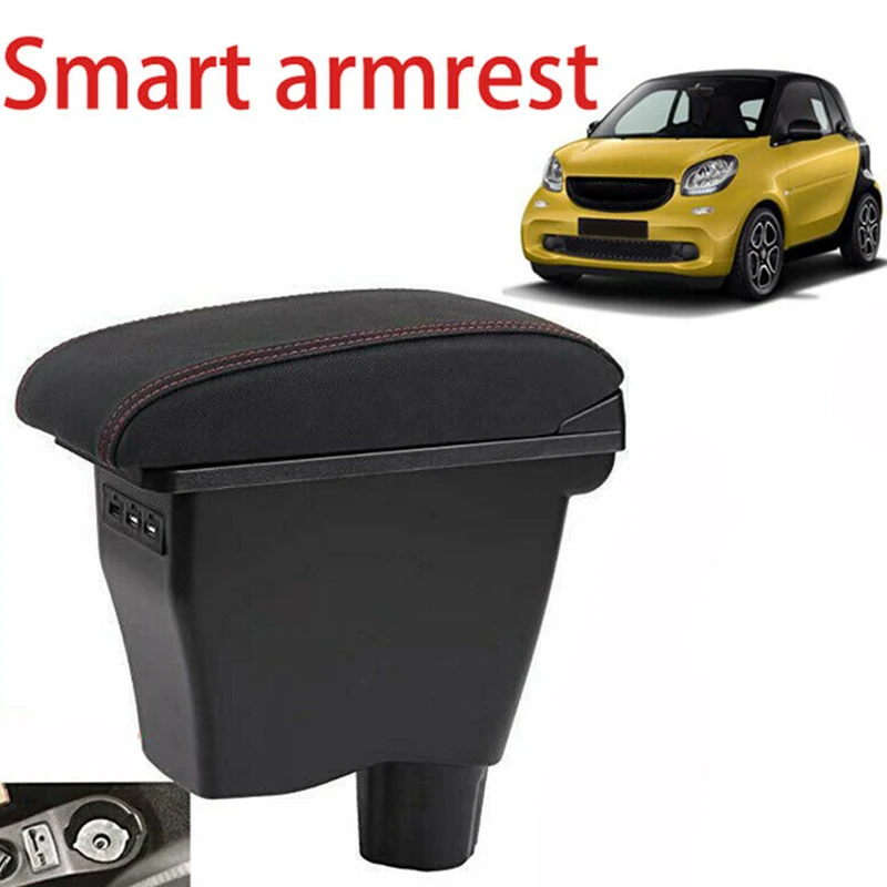 For Smart 450 451453 454 Fortwo Forfour Armrest Box Double-Layer USB Car Center Armrest Box