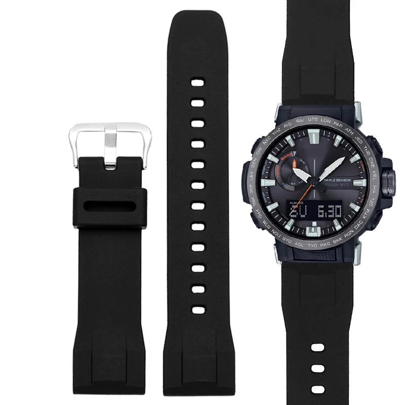 For Casio PRW-60 TPROTREK 5578 5480PRW-70/50/30 High Quality Rubber Watch Strap Water Proof Silicone Watchband With Tools Men