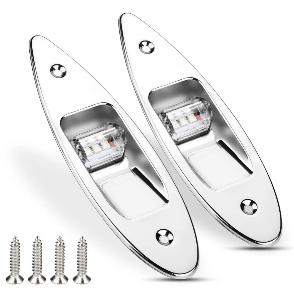 12V Voltage LED Navigation Light Flush Mount Stainless Steel Boat Side Light Waterproof Design Green Red Color LED Bow Light