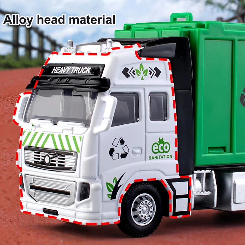 Alloy Engineering Vehicle Model Simulation Inertia Pull-back Sanitation Vehicle Toy Classified Garbage Bin Children\'s Toy Gift