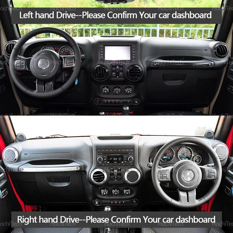 Car Dashboard Cover Mat for Jeep Wrangler JK 2007-2017 Sun Shade Pad Instrument Panel Carpets Anti-UV Car Accessories LHD RHD