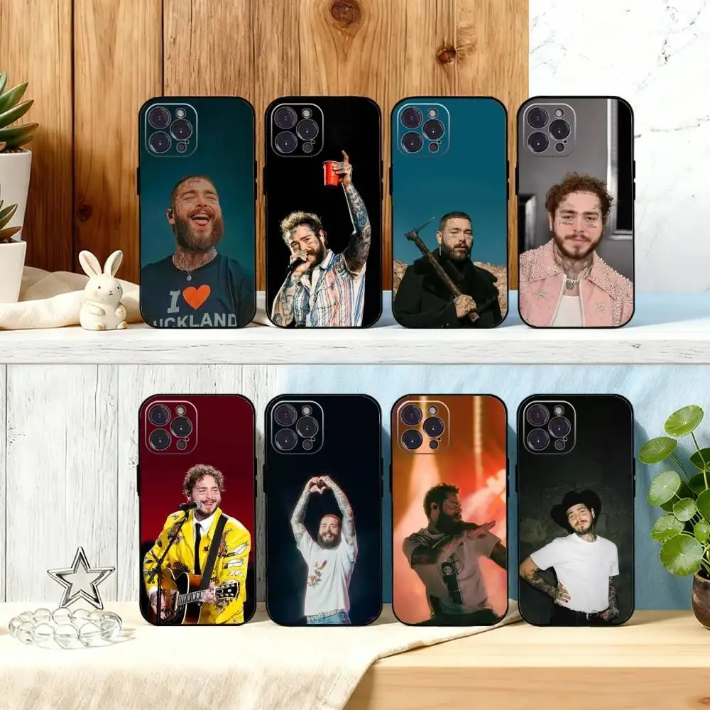 

P-Post Rapper M-Malone Phone Case For iPhone17 16 15 14 13 12 11 Pro Max Plus,5G Soft Black Case