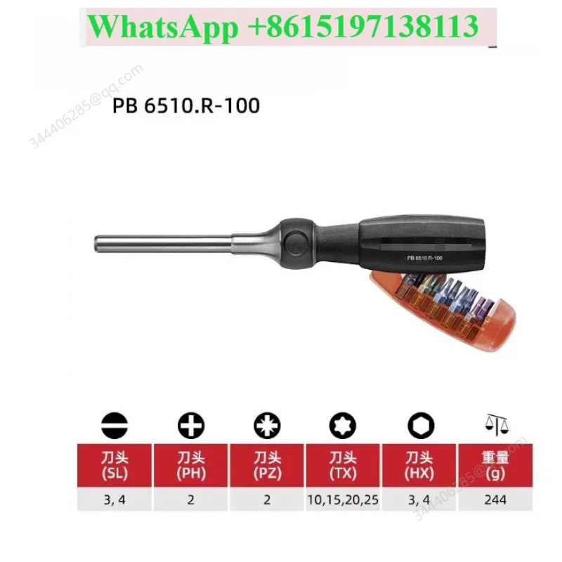 Tool PB6510R-100 ratchet handle screwdriver batch head compartment 10 batches