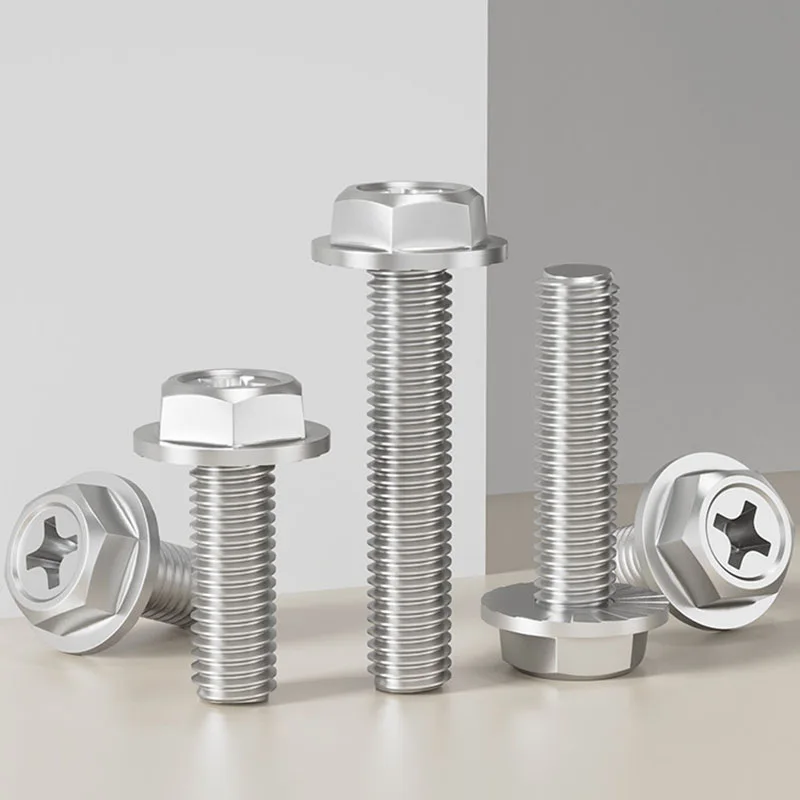 M3 M4 M5 M6 M8 304 Stainless Steel Screws Hexagon Phillips Flange Head Hex Bolts Metric Thread Length 6mm to 60mm
