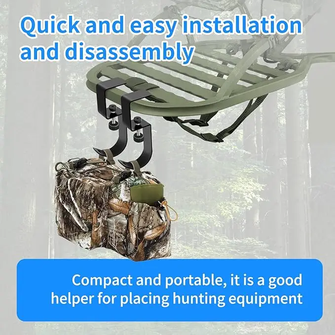 شماعات مقعد حامل شجرة الصيد المعدنية، شماعة تروس قابلة للتعديل لسهولة الخطاف على ملحقات حامل الأشجار للصيد #5