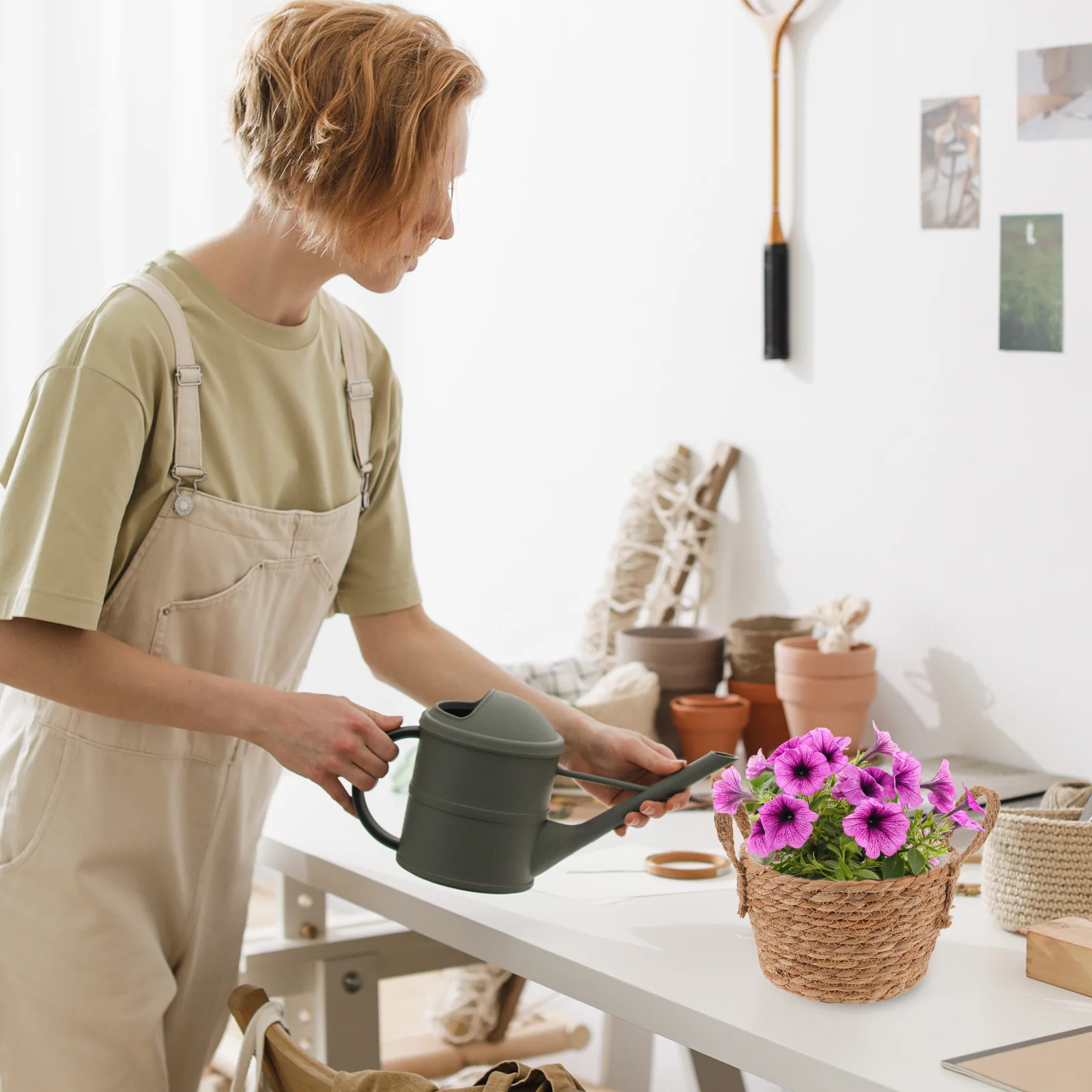 

Woven Storage Basket Natural Rattan Planter for Indoor Outdoor Plants Flowers Home Decoration Woven Flower Basket