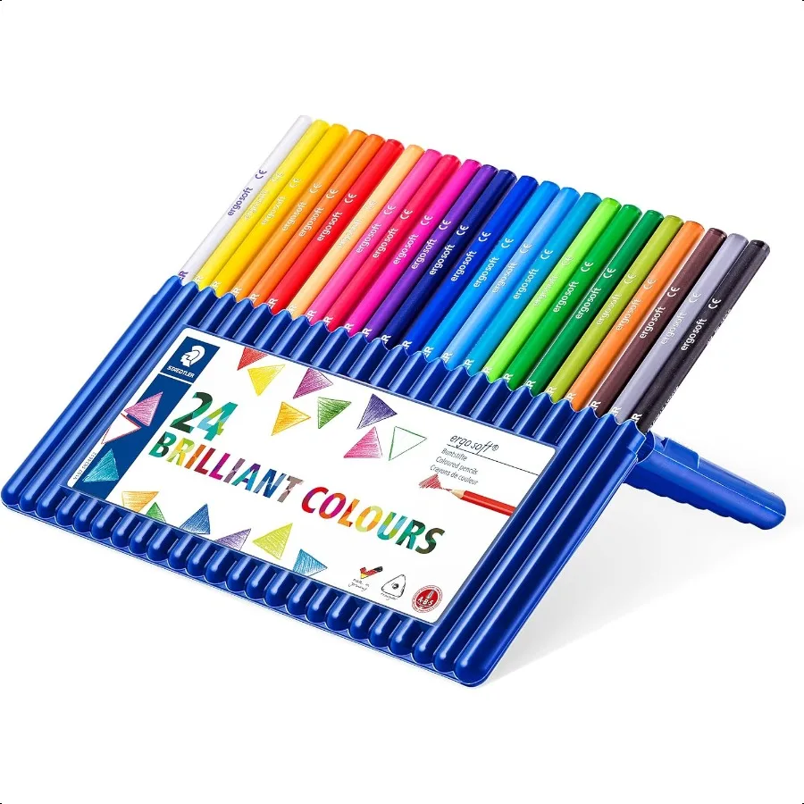 Ergosoft Colored Pencils Set of 24 Colors in Standup Easel Case 157SB24