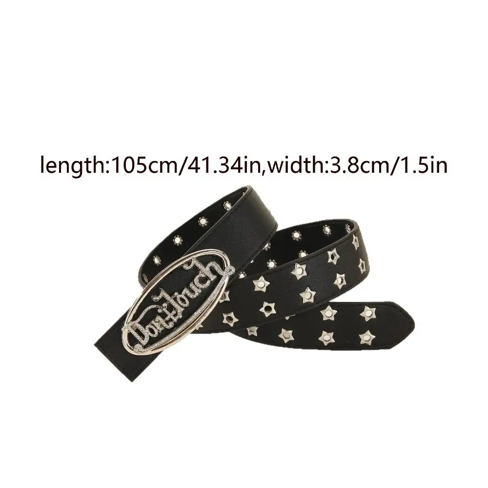 Hiphop Pu Leather Punk Style Belt Letter Metal Buckle Rhinestone Star Belt Vintage Streetwear Jeans Belt Party