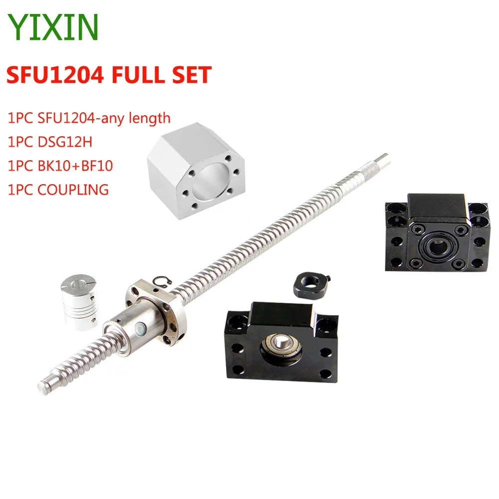 SFU1204 Set Rolled Ball Screw SFU1204 C5 With End Machined +Ballnut + Nut Housing+BK/BF10 End Support + Coupler RM1204 Ballscrew