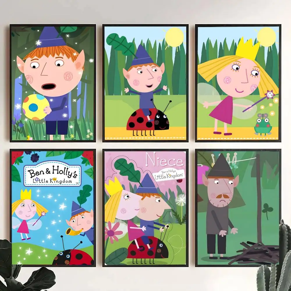 Anime Ben Hollys Little Kingdom Poster Decorative Wall Art Stickers Mural For Home Living Room Hallway Decor Gift