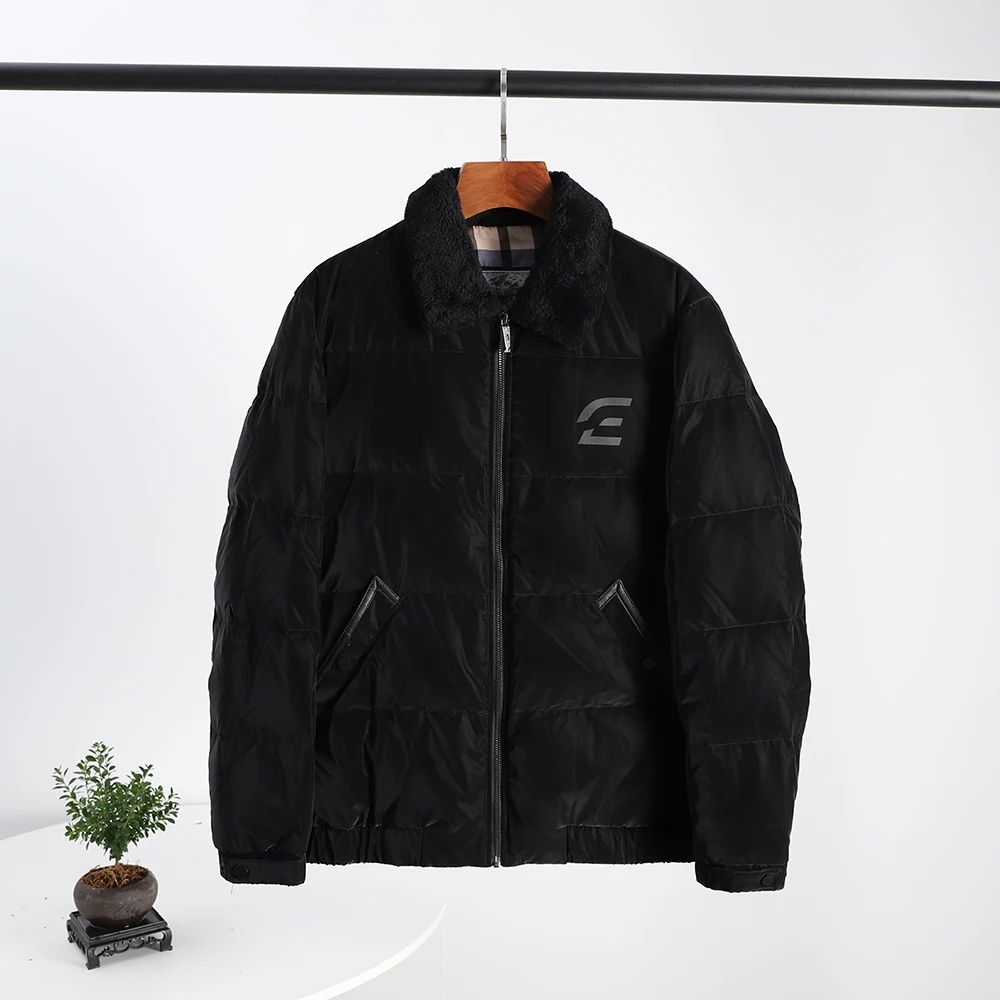 

Мужская модная куртка с шерстяным воротником, 90% пух, водоотталкивающая ткань, ветрозащитная, теплая, длинная, на молнии, для города...