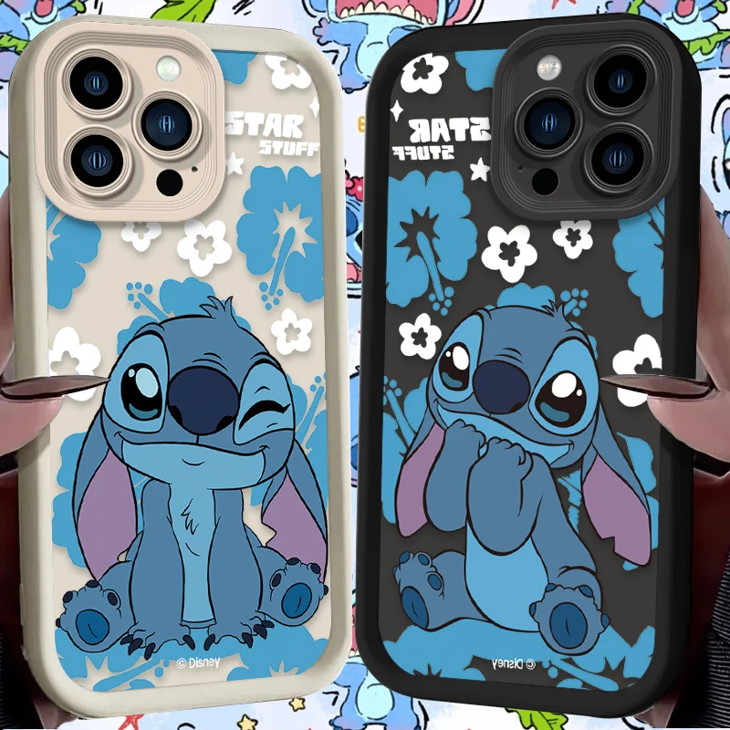 Чехол для телефона с мультяшной анимацией Stitch для iPhone 16, 16E, 15, 14, 13, 12, 11 Pro Max X XS X S Max XR SE 2020 SE4 7 8, противоударный чехол