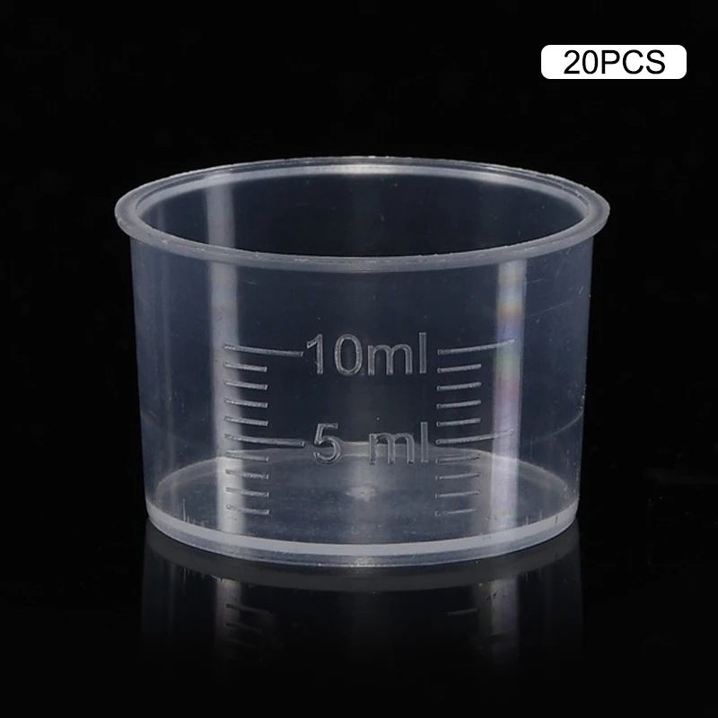 20Pcs 10ml Measuring Cup Clear Disposable Liquid Volumetric Measurement Cup Graduated Measure Beaker Kitchen Baking Tool