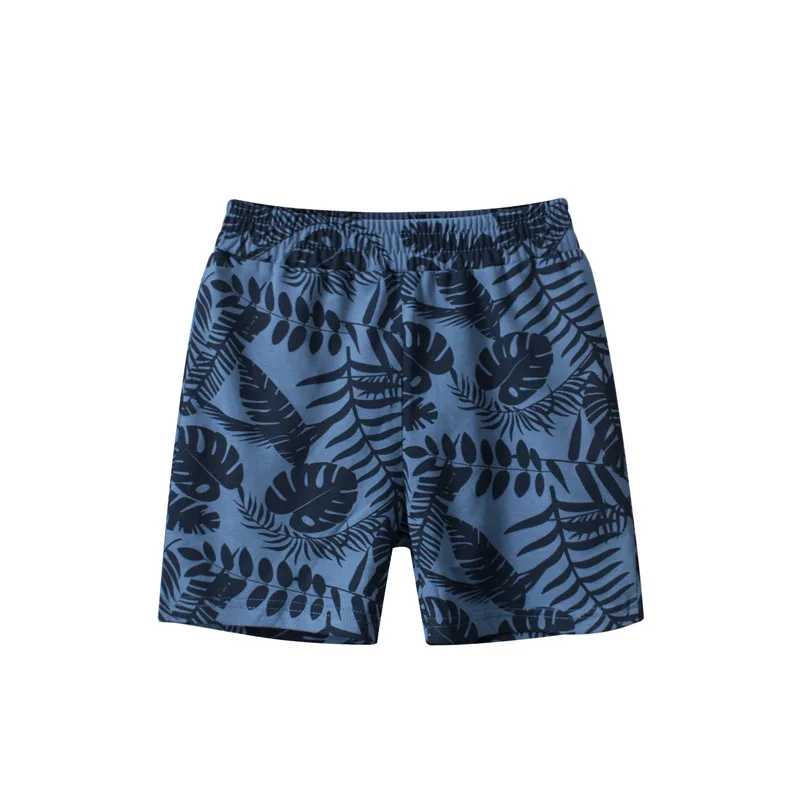 2024 Summer New Beach Shorts for Boys Coconut Tree Print Short Pants Children\'s Clothing Leaf Pattern Elastic Waist Kids Outfit