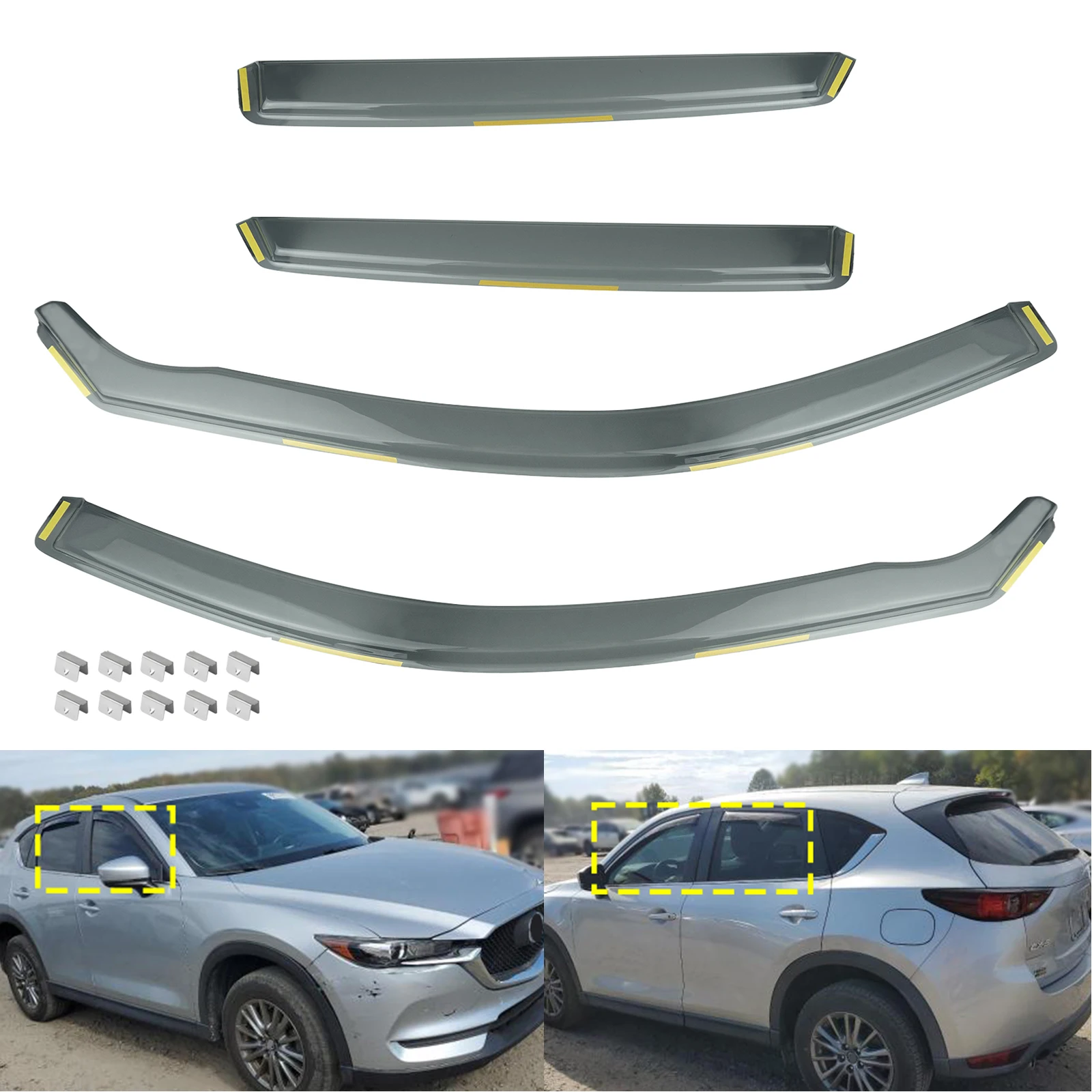 4pcs/set Tint Wind Deflectors For Mazda CX-5 2017-2025 KF KE 5 Door SUV Window Edgevisors Wind Rain Sun Guard Deflector