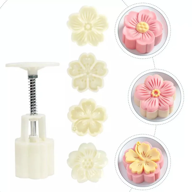 DIY Mooncake แม่พิมพ์พลาสติกมือกด Pastry ลายนูนเครื่องมือสําหรับ Mung Bean เค้กครัวเบเกอรี่ชุดอุปกรณ์เบเกอรี่แบบใช้ซ้ําได้