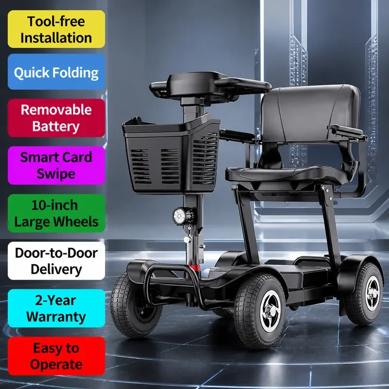 Bellevue 4 Wheel Electric Scooter for Elderly Disabled Rechargeable Mobility Moped Battery Powered Vehicle