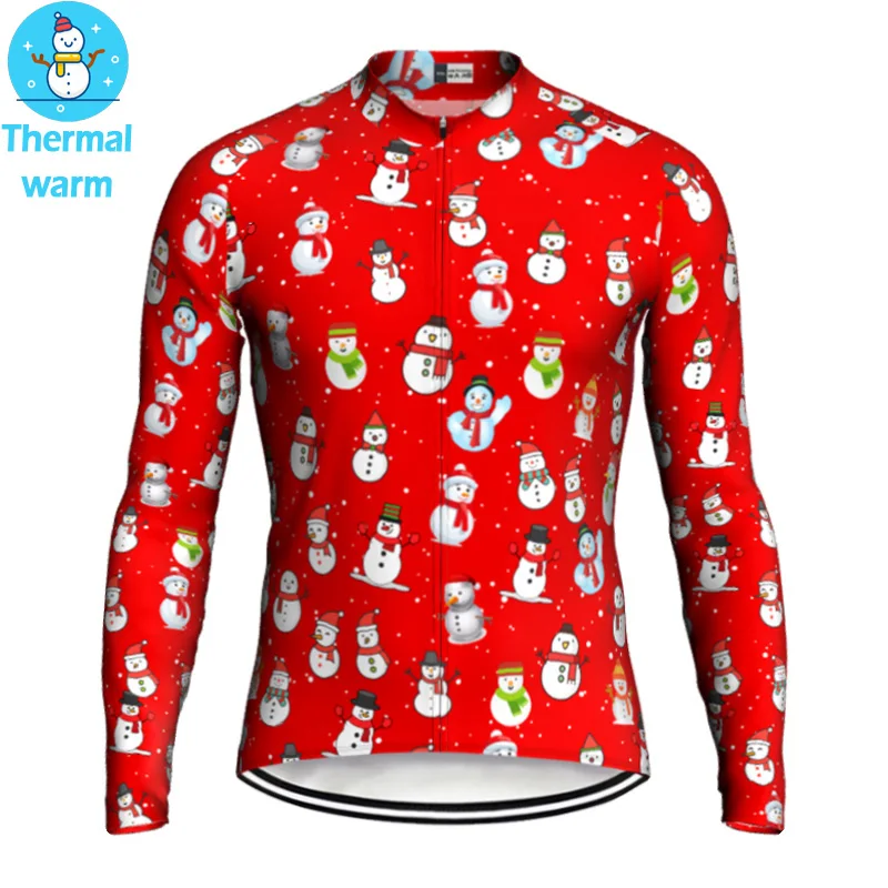 Christmas Cycling Jersey Winter Long Warm Jacket MX Road Mountain Race Bicycl Mtb Outdoor Thermal Fleece Sports New Tops