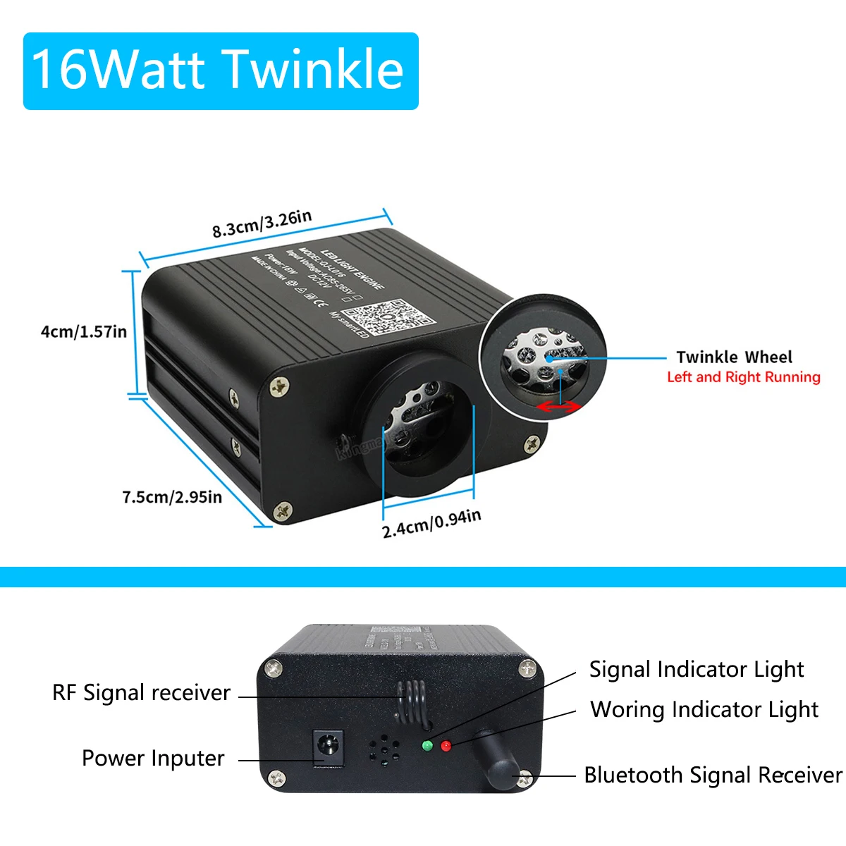 Luces de fibra óptica centelleantes RGBW de 16W, kit de luz de techo de estrella, Control por aplicación Bluetooth, cielo estrellado, luz LED para