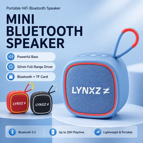 Portable Mini Bluetooth Speaker 5W, Bluetooth 5.3, 52mm Driver, TWS Pairing, TF Card, USB Playback, FM Radio, Type C Charging