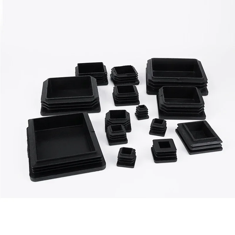 검정색 사각형 플라스틱 블랭킹 엔드 캡 파이프 플러그 가구 내부 플러그 커버 13x13mm ~ 200x200mm
