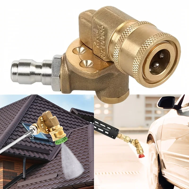 4500PSI High-Pressure Rotating Nozzle, 5 Adjustable Angles, Brass Quick Connect, 180° Rotation for Tight Spaces & Cleaning