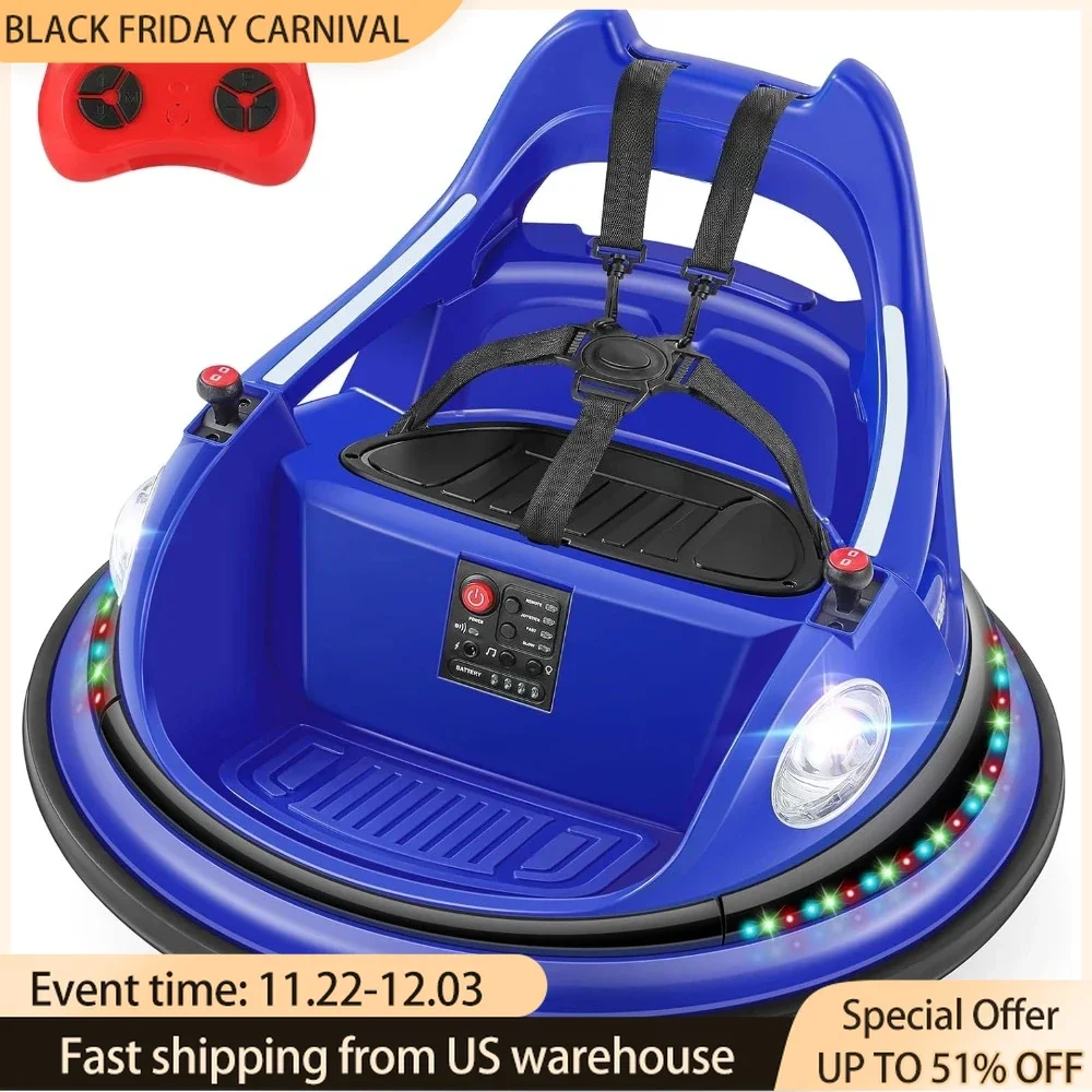 Bumper Car for Toddlers,1.9MPH Max,12V Battery Car for Kids W/Parent Remote,2-Speed,2 Driving Mode,360°Spin,Electric Bumping Car