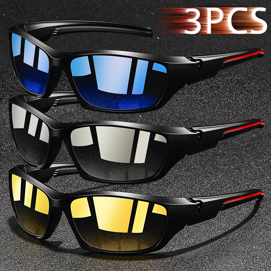 3 조각 패션 빈티지 낚시 사이클링 스포츠 선글라스 남자 여자 러닝 등산 스포츠 남자 태양 안경 UV400 안경