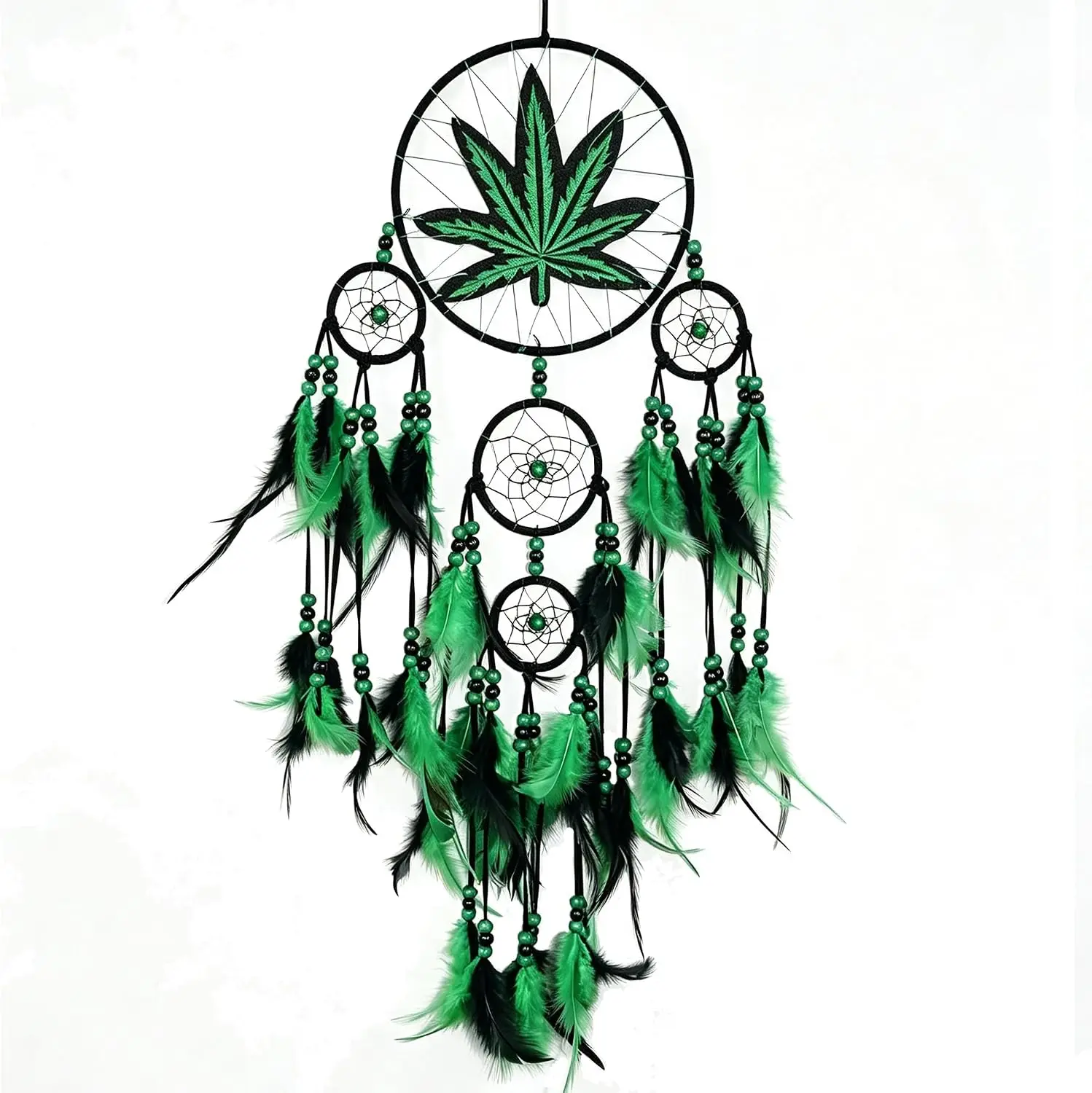 Green Leaf Weed Dream Catcher Wall Hanging Decor Bedroom Adult Living Room Home Bohemian Decorations