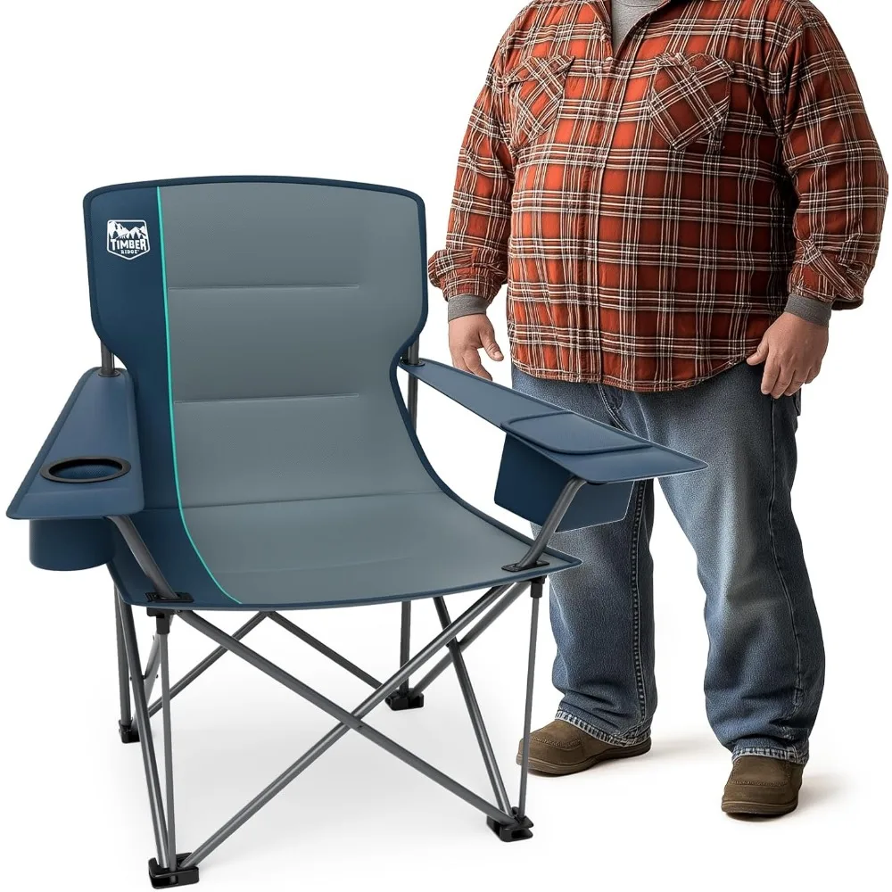 

Большой складной походный стул 550 фунтов для взрослых, сверхпрочный уличный стул с подстаканником, боковым карманом для лагеря, лужайки, пикника