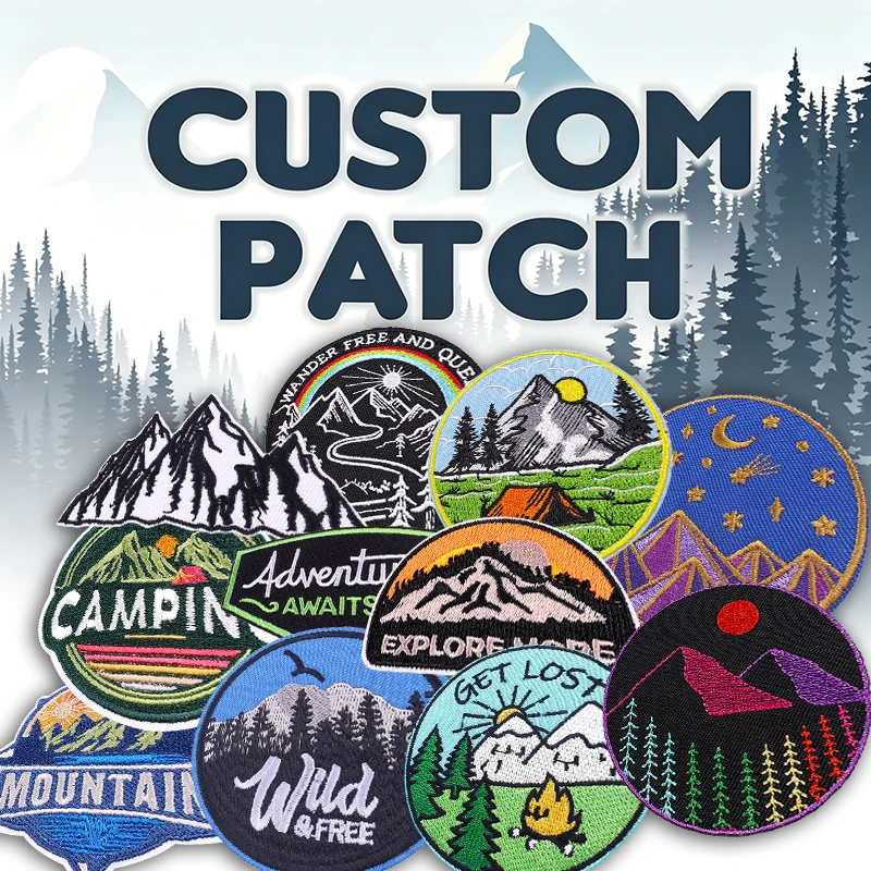 Custom Embroidery Patches Your Own Design Customized Logo Iron on Brand Name Woven Printed Patch Hook Loop DIY For Backpack