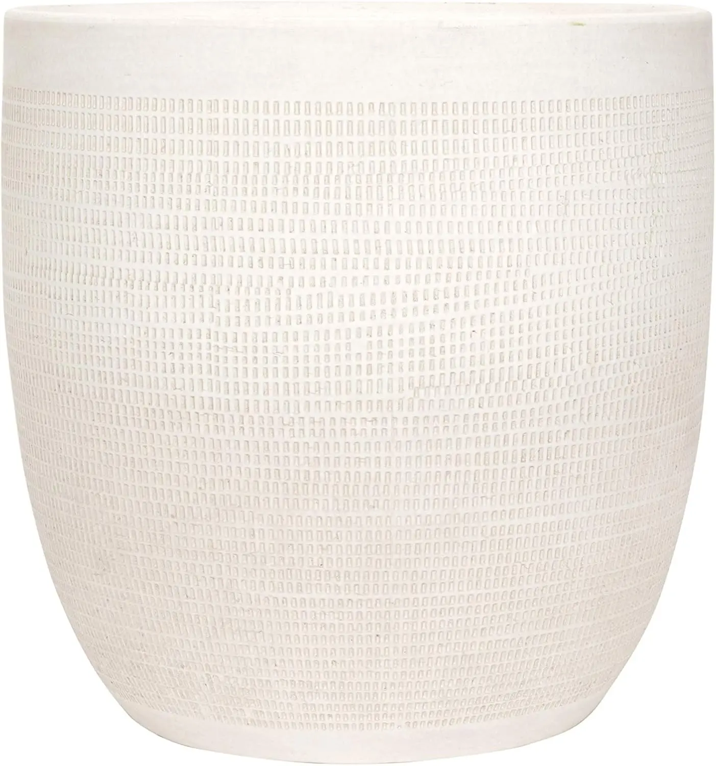 Large Matte White Embossed Stoneware Planter