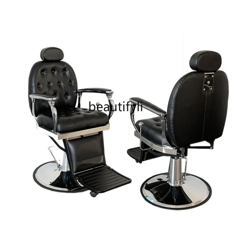 

Oil Head Chair for Hair Salon Can Be Put down Men's Barber Hot Dyeing Vintage Hairdressing Lifting Rotating Recliner