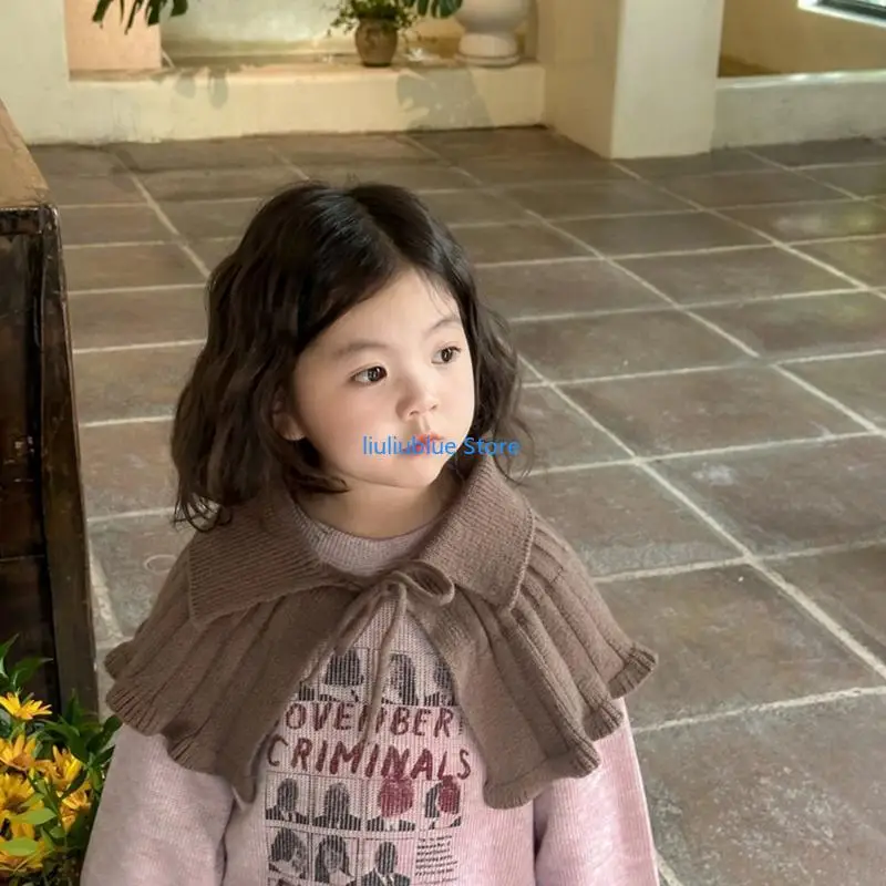 유아 소녀 니트 목도리 부드럽고 통기성 이동식 거짓 칼라 3-10T 쌀쌀한 시즌을위한 아동 의류 액세서리 62CF