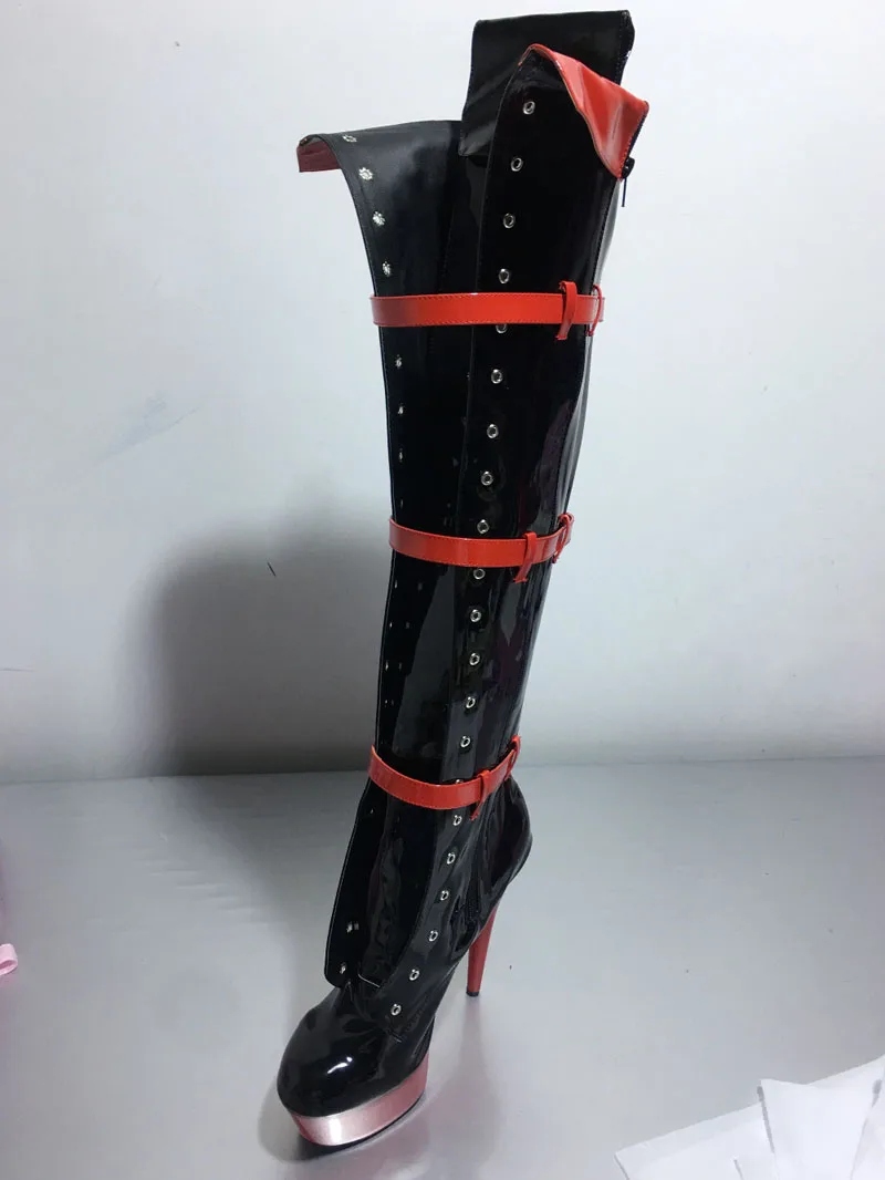 New PU Party Quee Night Club High-Heeled Over-The-Knee Boots Women's Dance Shoes 15CM High Heels Boots A-009